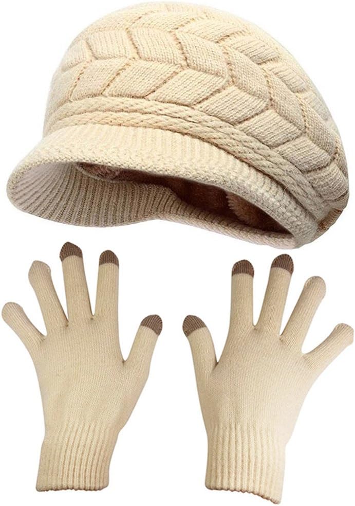 HINDAWI Winter Hats Gloves for Women Knit Warm Snow Ski Outdoor Caps Touch Screen Mittens - Image 1